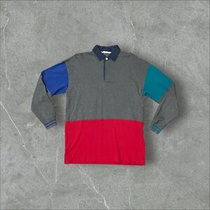 Color Block Long Sleeve Polo